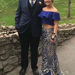 Ellie Wilde two piece dark blue ombré dress